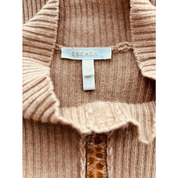 Escada Camel Virgin Wool Knit Sweater Extra Small - Picture 6 of 10